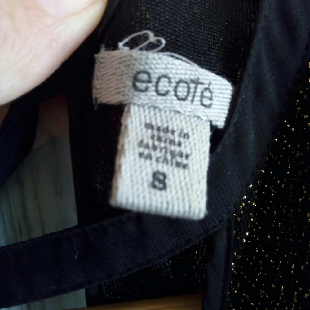 UO Ecote high low halter blk & gold dress small - Picture 6 of 8